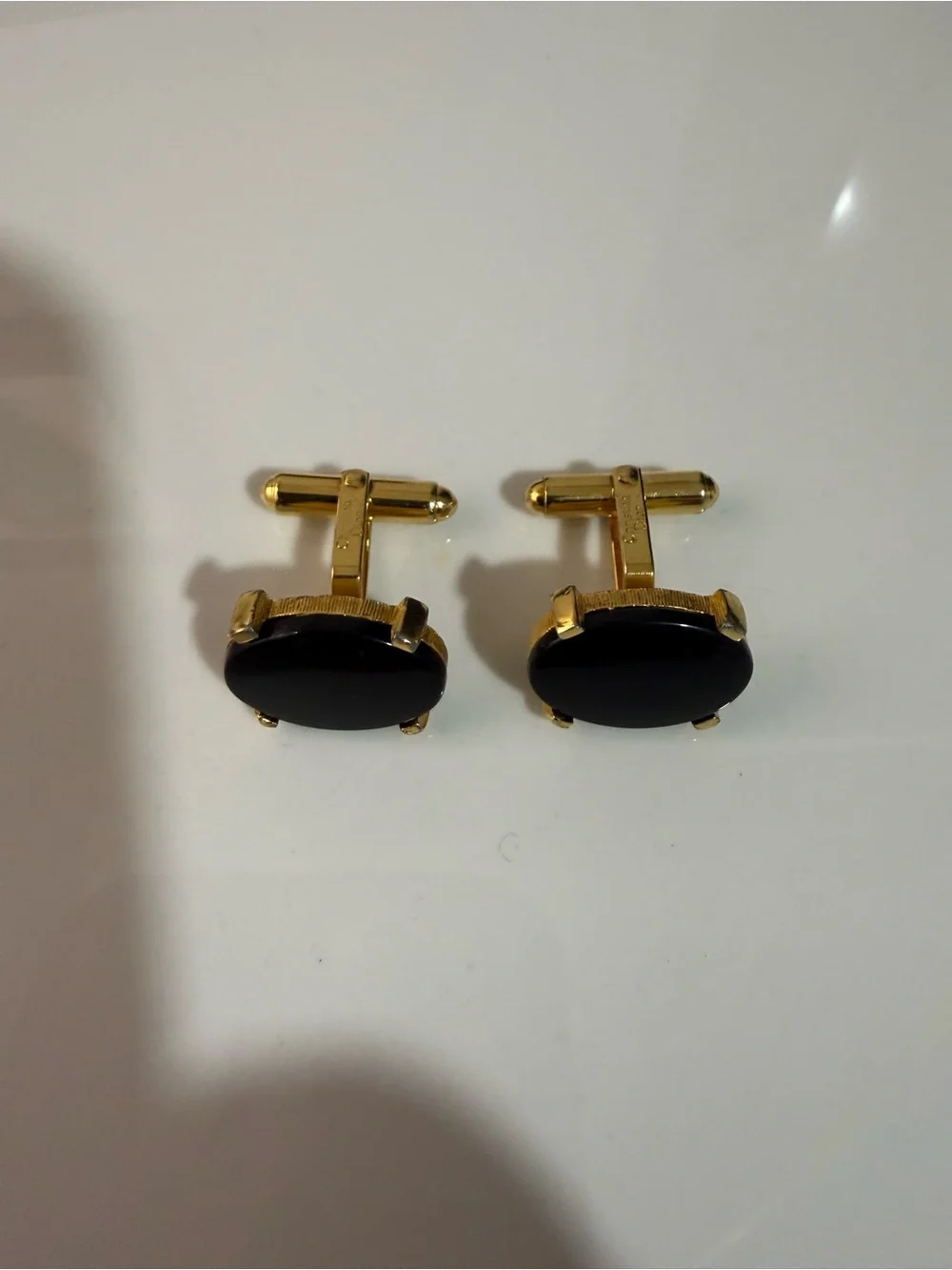 Christian Dior Gold Tone & Black Cufflinks